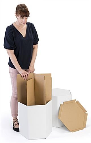 17"h Hexagon Cardboard Stool, Set of 2, Ships Flat - White - Image 4