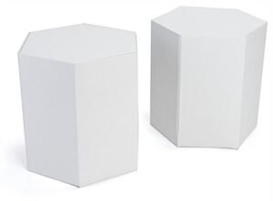 17"h Hexagon Cardboard Stool, Set of 2, Ships Flat - White