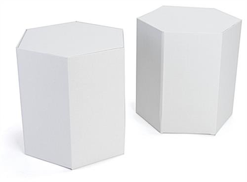17"h Hexagon Cardboard Stool, Set of 2, Ships Flat - White