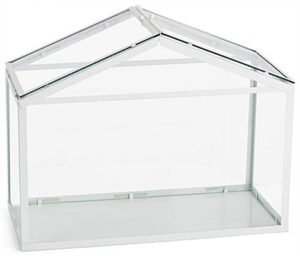 17.75 x 14 Glass Card Box w/ Hinged Top Loading Doors, Countertop - White