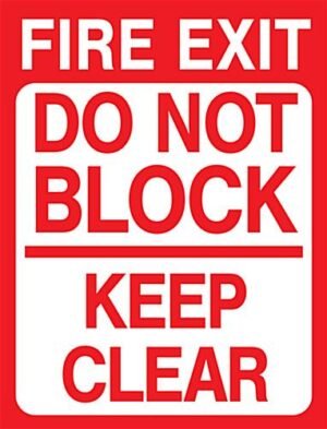 18” Pre-Printed Floor Decal, Safety Message, “Fire Exit Do Not Block” - Red