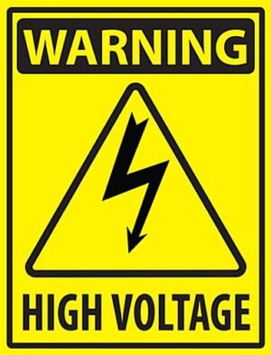 18” Pre-Printed Floor Decal, Safety Message, “Warning High Voltage” - Yellow