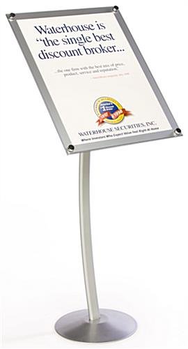 18 x 24 Menu Stand for Floor, Tilting Bracket, Curved Post - Silver