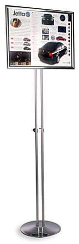 18 x 24 Poster Stand for Floor, Snap Open,Tilting, Adjustable Height - Chrome