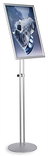 18 x 24 Poster Stand for Floor, Snap Open,Tilting, Adjustable Height - Silver