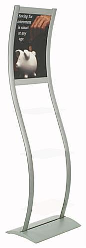 18 x 24 Poster Stand, Top Loading, Curved, Attachments Sold Separately, Silver