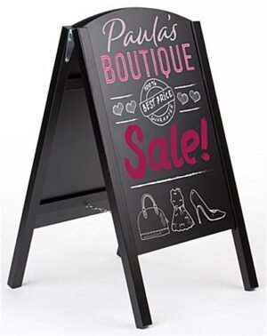 18 x 26 Write-On Board A-Frame, Chalk & Wet Erase, Double Sided, Custom Print - Black
