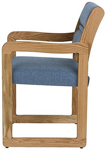 19.5" Seat Height Waiting Room Chair, Medium Oak Finish & Fabric Upholstery - Blue - Image 2