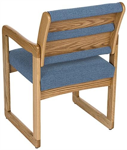 19.5" Seat Height Waiting Room Chair, Medium Oak Finish & Fabric Upholstery - Blue - Image 3
