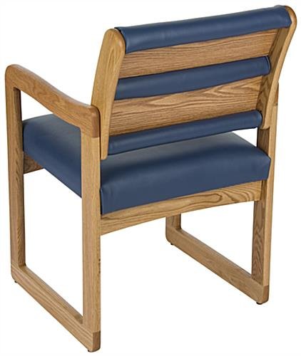 19.5" Seat Height Waiting Room Chair, Medium Oak Finish & Vinyl Upholstery - Blue - Image 3