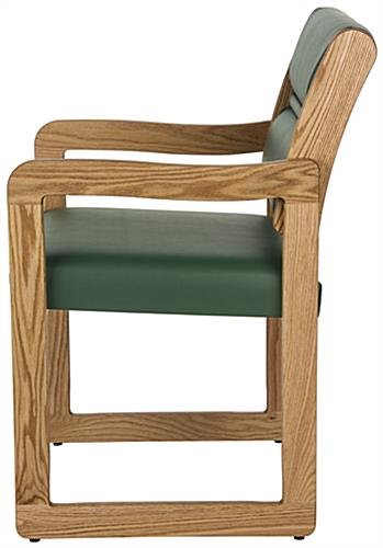 19.5" Seat Height Waiting Room Chair, Medium Oak Finish & Vinyl Upholstery - Green - Image 2
