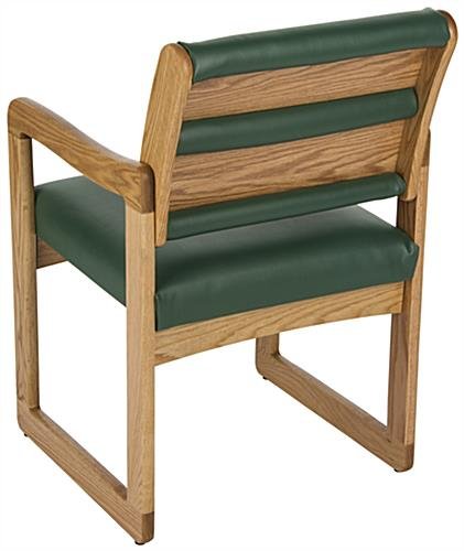 19.5" Seat Height Waiting Room Chair, Medium Oak Finish & Vinyl Upholstery - Green - Image 3