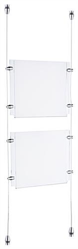 (2) 11 x 8.5 Sign Holders with Ceiling-to-Floor Cable - Clear