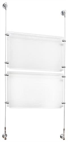 (2) 17 x 11 Sign Holders with Wall Mount Cable - Clear