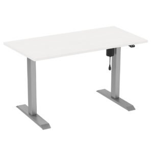 2-Stage, Adjustable Height 30"D x 72"W Desk w/ Silver Base & White Top