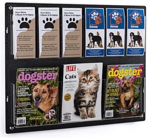 2-Tiered Acrylic Magazine Wall Rack, 4/8.5"w, 6-12 Pockets - Black