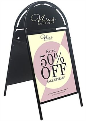 20 x 27.5 A-Frame Sidewalk Sign with Magnetic Lens, Separate Headers, 2 Sided - Black