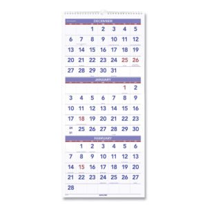 2023 At-A-Glance 3-Month Wall Calendar, 12" x 27", White