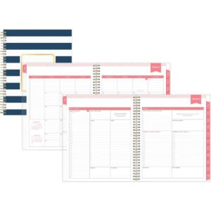 2023 Blue Sky Day Designer Daily/Monthly Wirebound Planner, 8" x 10", Navy/White