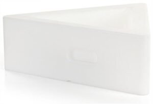 21"w Triangular Serving Tray w/ LED Lighting, 16 Color Options, Rechargeable - White