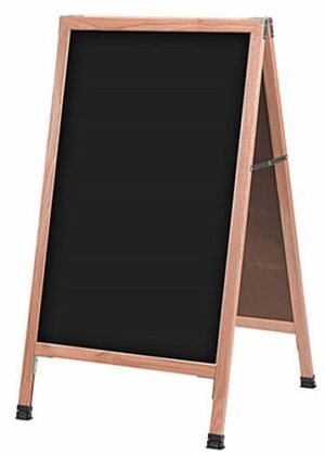 21 x 34 Write-On Board A-Frame, Chalk, Double Sided, Wood Frame - Black
