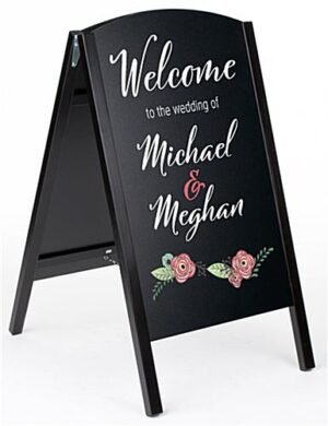 21 x 34 Write-On Board A-Frame, Chalk & Wet Erase, Double Sided, Custom Print - Black