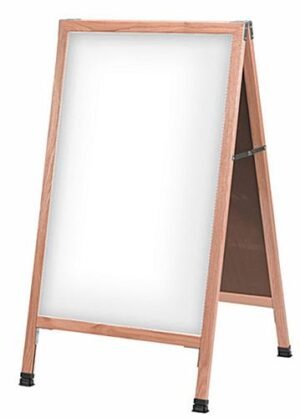 21 x 34 Write-On Board A-Frame, Dry Erase, Double Sided, Wood Frame - White