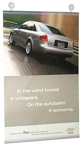 22" Banner Rails with Suction Cups for Window Mounting, Plastic - Clear