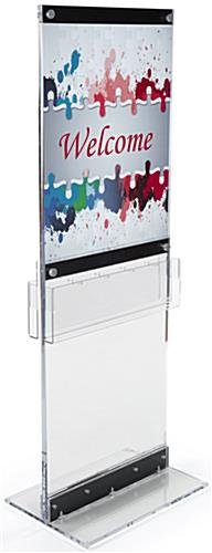 22 x 28 Acrylic Poster Stand, 10 Literature Pockets, 4"/8.5"w, Custom Printed - Clear