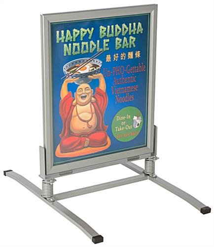22” x 28” Outdoor Sidewalk Sign for Posters, Spring Base, 2 Sided, Silver