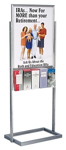 22 x 28 Poster Floor Stand with Literature Pockets, 4"/8.5"w, Double Sided - Silver