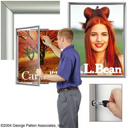 22 x 28 Poster Frame for Wall, Swing Open Door with Lock, Aluminum - Silver