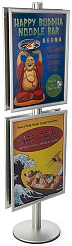 22 x 28 Poster Stand, 4 Height Adjustable Snap Open Frames, Round Base - Silver