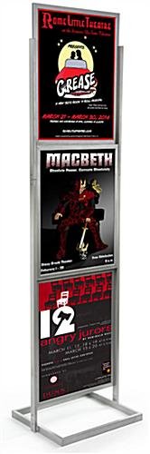 22 x 28 Poster Stand for Floor, Top Insert, 2 Sided, 3 Tiers for 6 Graphics - Silver