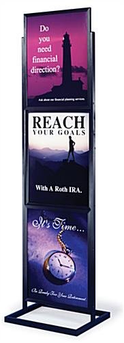 22 x 28 Poster Stand for Floor, Top Insert, 2 Sided, 3 Tiers for 6 Graphics - Black