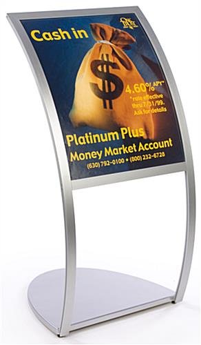 22 x 28 Poster Stand for Floor, Top Insert, C-shaped Curve - Silver