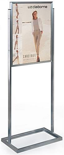 22 x 28 Poster Stand for Floor, Top Insert, Double Sided, Rectangle Base - Silver
