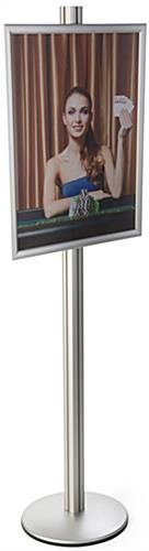 22 x 28 Poster Stand, Height Adjustable Snap Open Frame, Round Base - Silver