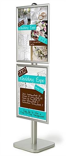 22 x 28 Poster Stand, Snap Open, 2-Sided, Square Base - Silver