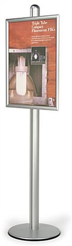 22 x 28 Poster Stand, Snap Open, 6 Feet Tall, Round Base - Silver