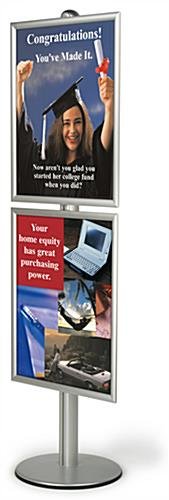 22 x 28 Poster Stand, Snap Open, Adjustable, 6 Feet Tall, Round Base - Silver