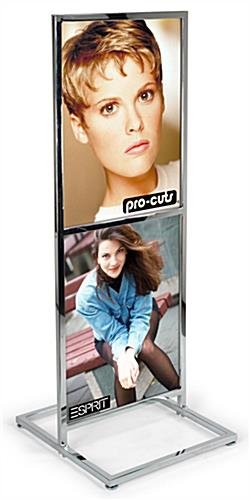 22 x 28 Poster Stand, Top Insert, Double Sided, 2-Tiered Display - Chrome