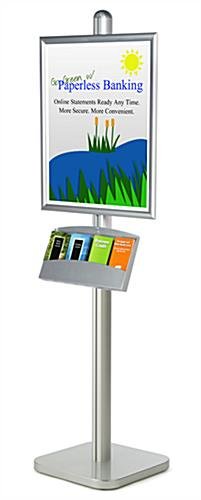22 x 28 Poster Stand w/ Brochure Holder, 4", Snap Open - Silver
