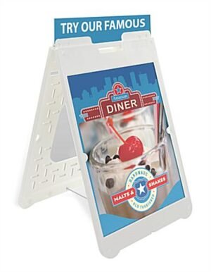 22 x 28 Sidewalk Sign for Posters, 2 Sided, Non-glare Lenses, Sign Rider - White