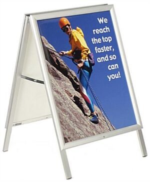 22 x 28 Sidewalk Sign for Posters, Hinged Edges, Double Sided - Silver