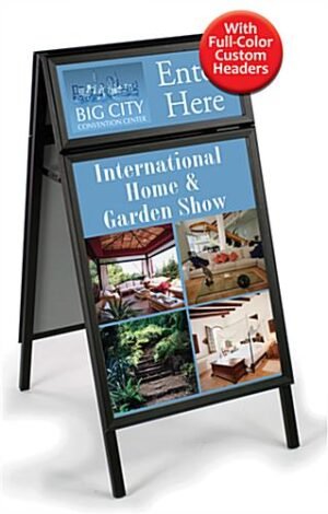 22 x 28 Sidewalk Sign for Posters, Snap Open, Custom Headers, 2 Sided - Black
