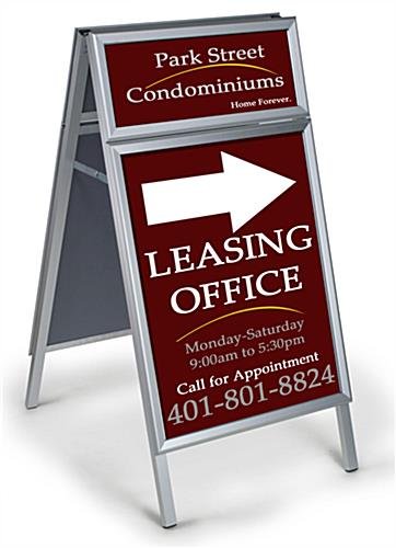 22 x 28 Sidewalk Sign for Posters, Snap Open, Custom Headers, 2 Sided - Silver