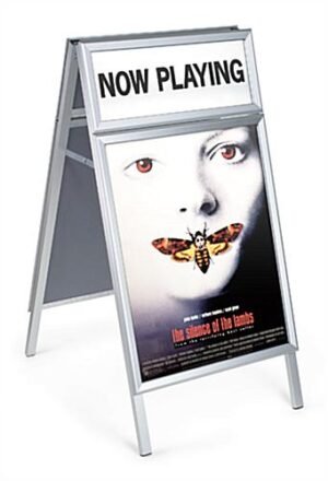 22 x 28 Sidewalk Sign for Posters, Snap Open, Headers, 2 Sided - Silver