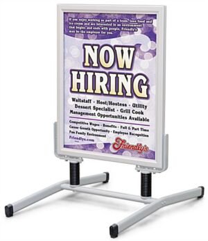 22 x 28 Sidewalk Sign for Posters, with Spring Base, 2 Sided, Snap Open - Silver