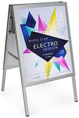 22” x 28” Sidewalk Sign with LED Lights, Snap Frame, Rechargeable Battery - Silver - Image 2